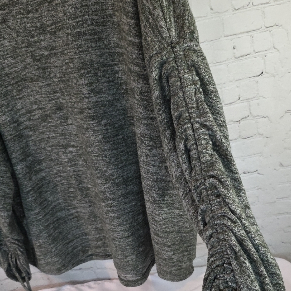 Alchemation Alkamy Gray Ruched Sleeve Oversized Knit Sweater XL - Picture 3 of 5